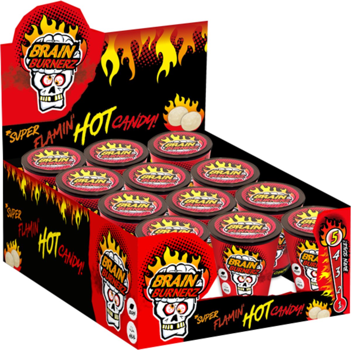 Brain Burnerz Super Flamin' Hot Candy Tub (12 x 48 Gr. UK)