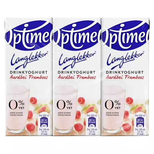 Optimel Aardbei Framboos Drinkyoghurt (30 x 0,2 Liter drinkpakjes)