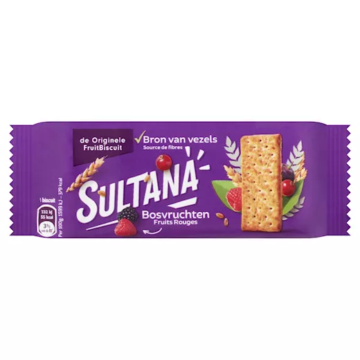 Sultana Fruitbiscuit Bosvruchten 3-Pack (24 x 43g)