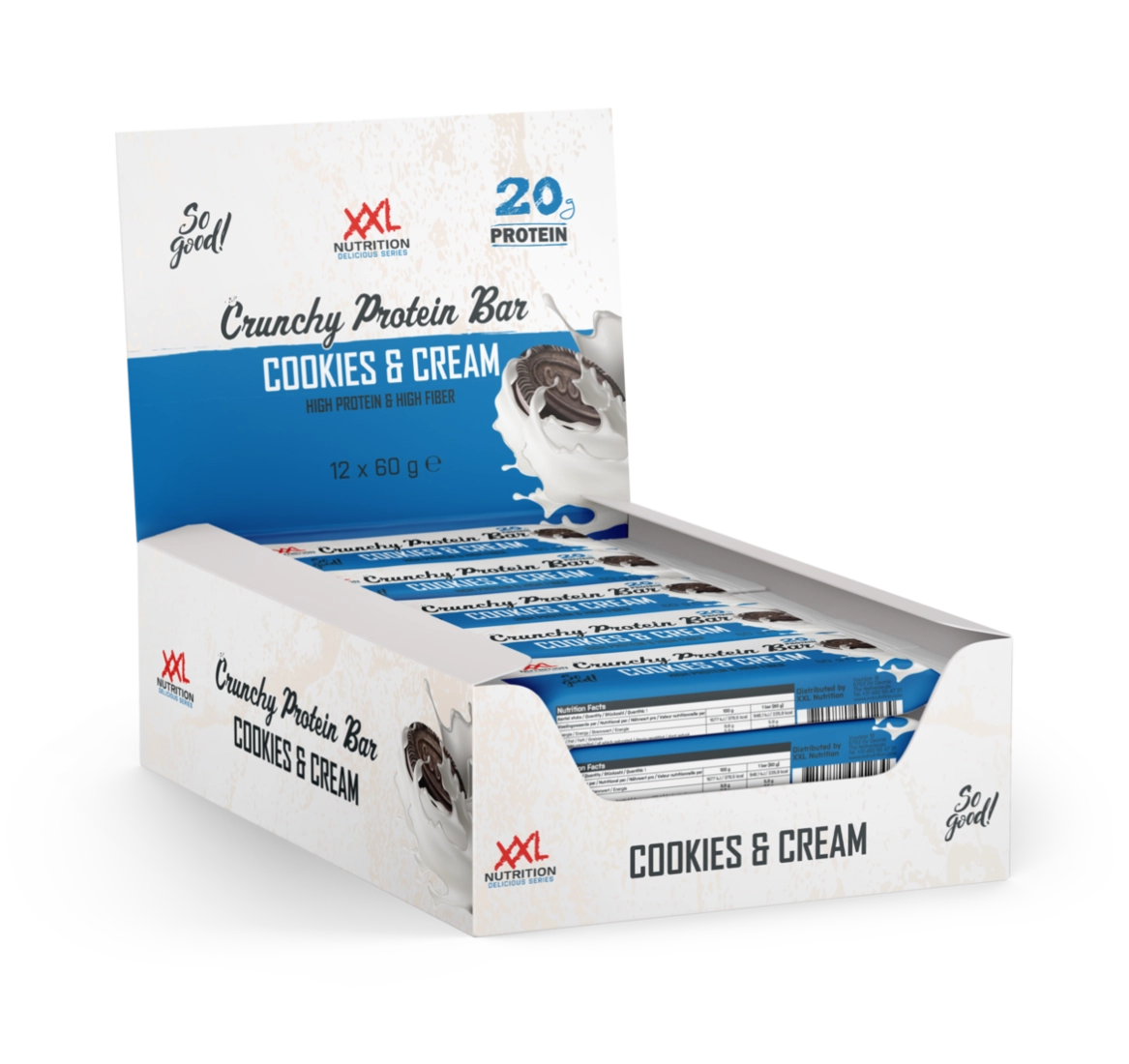 XXL Nutrition Crunchy Protein Bar Cookies & Cream (12 x 60g)